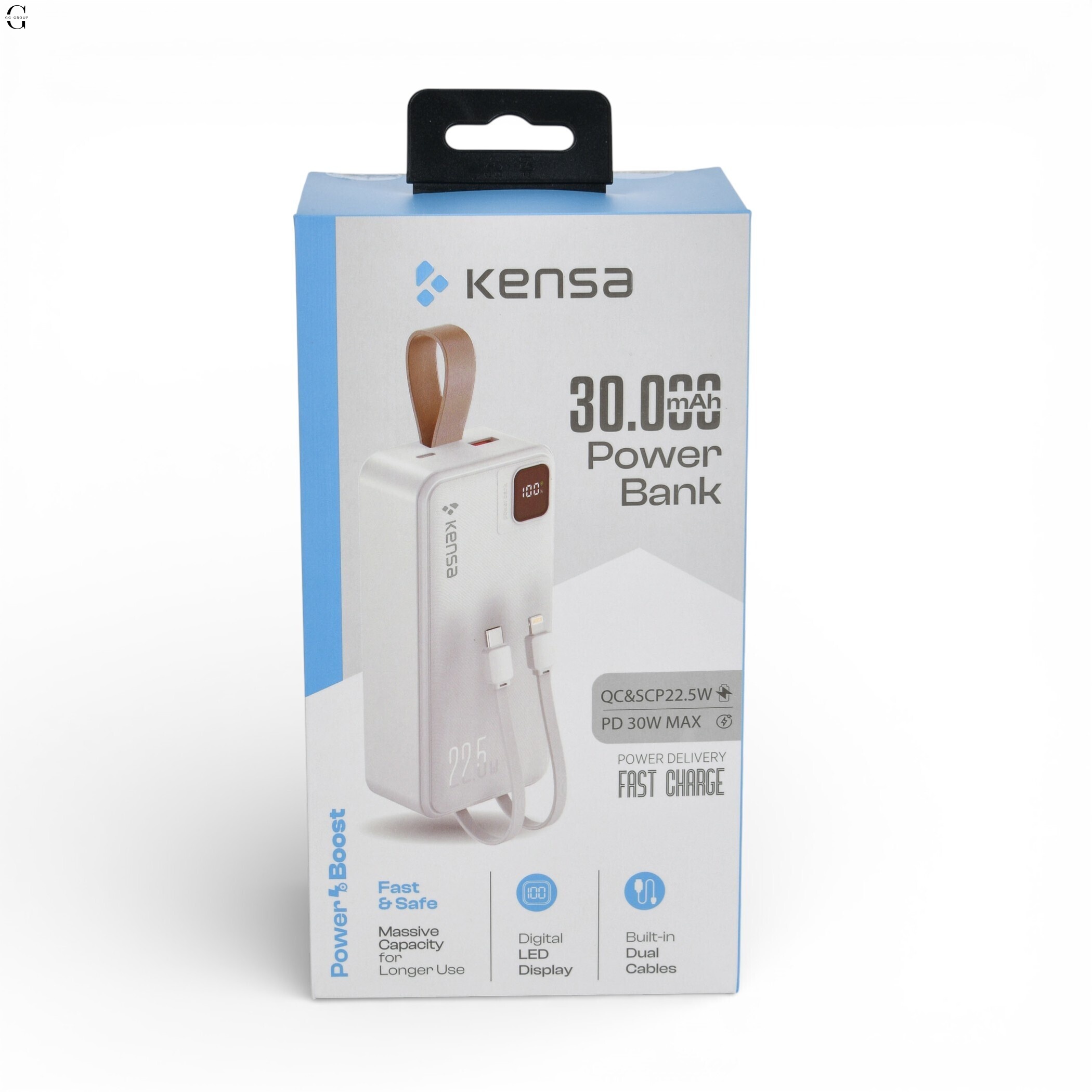 Power Bank Kensa KP-90 30000 mAh 30W (PD + QC 22.5W) з  кабелями